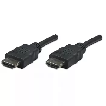 Manhattan HDMI-kaabel, 1080p@60Hz (High Speed), 7,5 m, isane-isanele, must, täielikult varjestatud, kullatud kontaktidega, eluaegne garantii