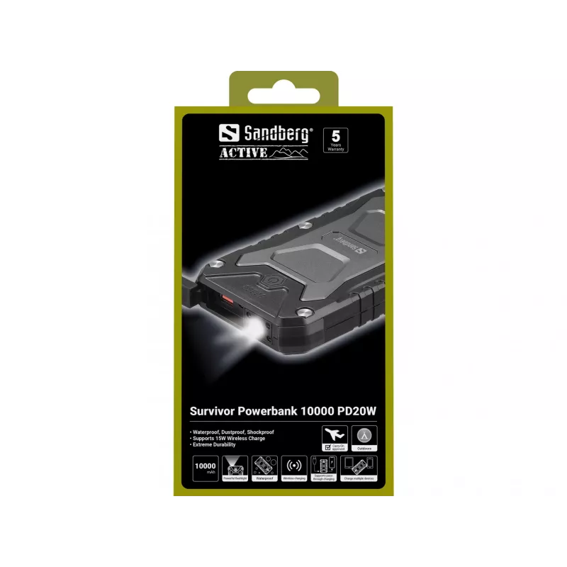 Kaasaskantav akupank Sandberg Survivor 10000 PD20W, 10000 mAh