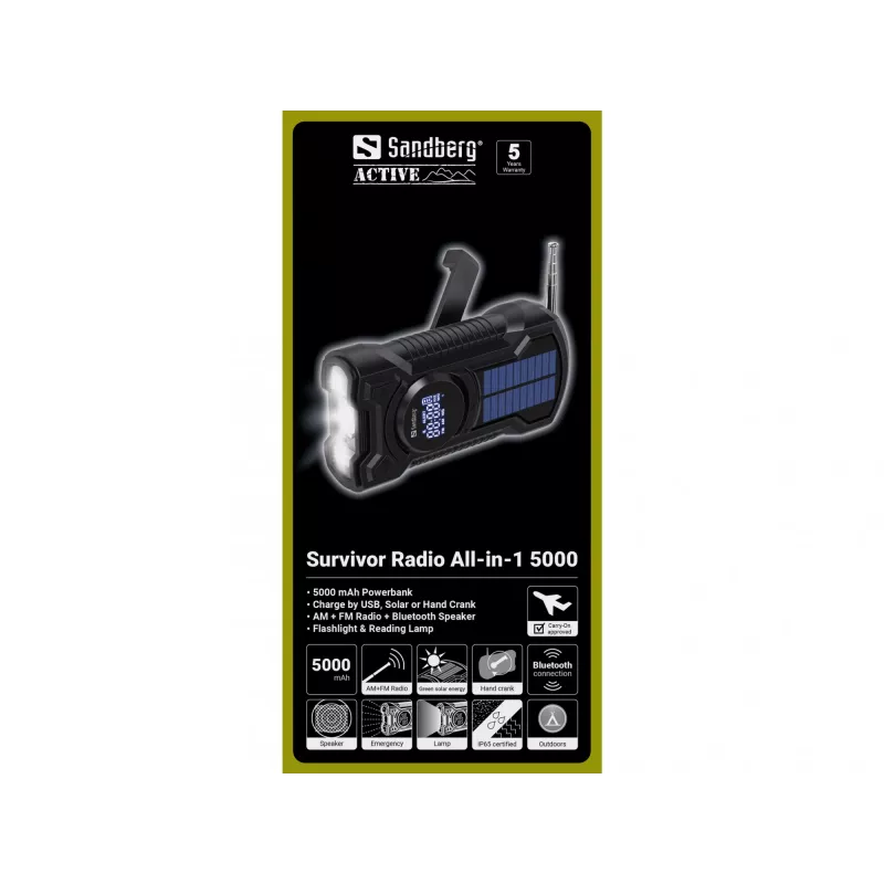 Kaasaskantav raadio Sandberg Survivor Radio All-in-1 5000 AM FM 5000mAh