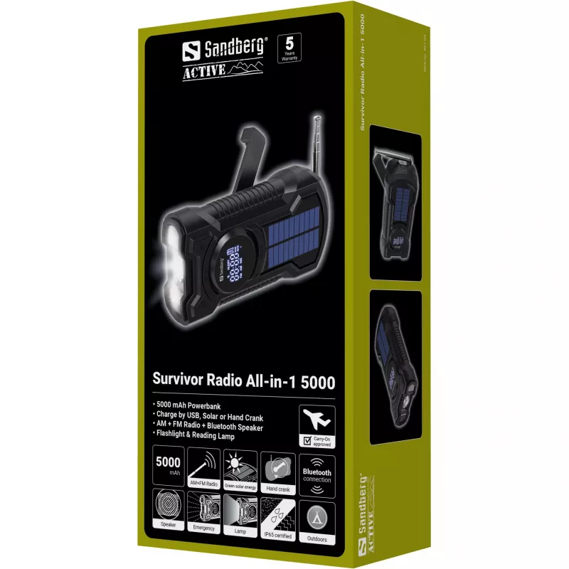 Kaasaskantav raadio Sandberg Survivor Radio All-in-1 5000 AM FM 5000mAh