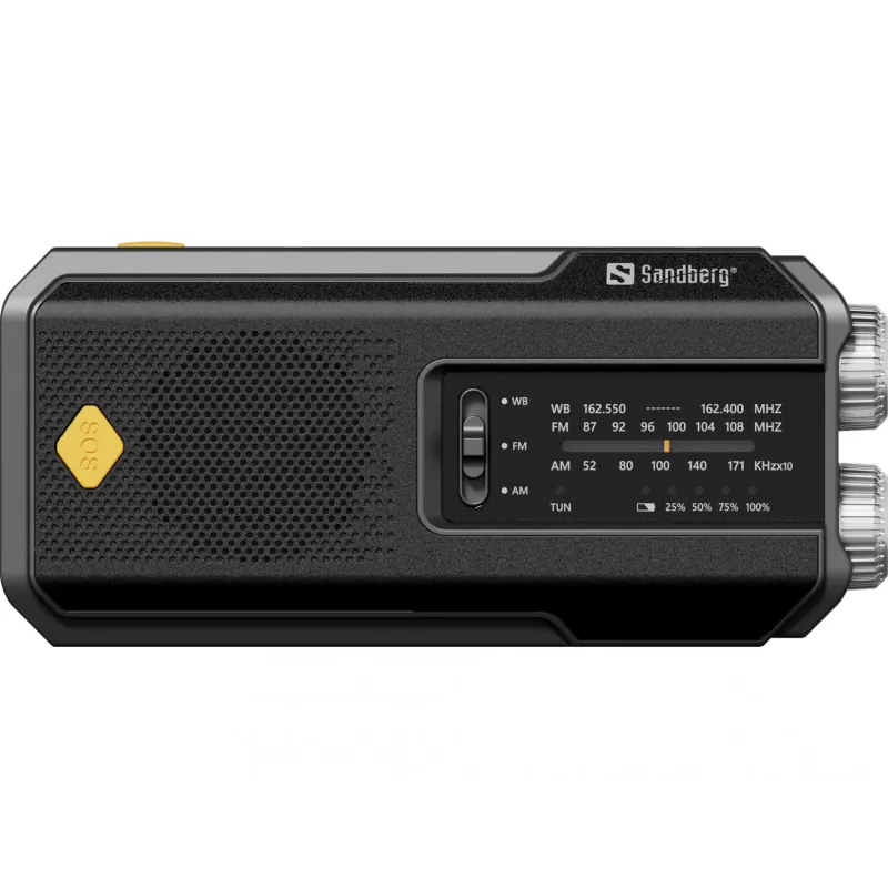 Sandberg Survivor Radio All-in-1 2000, kaasaskantav, AM, FM, 87–180 MHz, 520–1710 kHz, 3 W, analoog