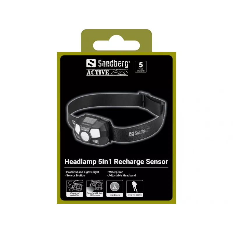 Esilatern Sandberg 5in1 Recharge Sensor LED 200 lm must