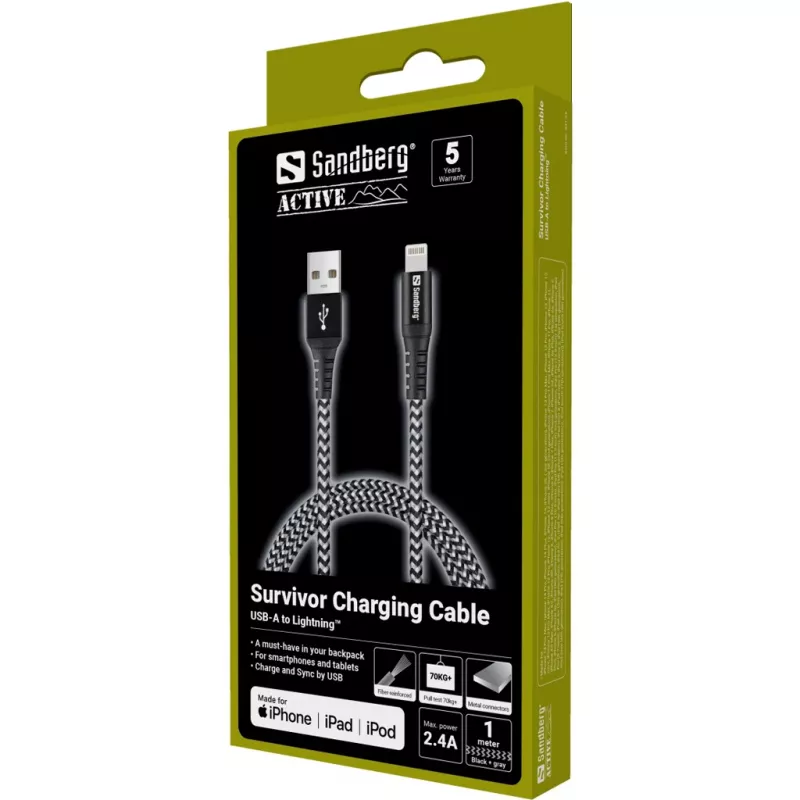 Sandberg Survivor Lightning kaabel 1M