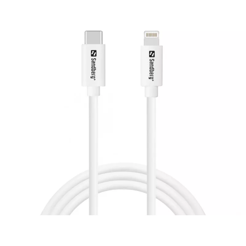 Vahelduvvoolulaadija Sandberg 20W USB-C + Lightning 1M kiirlaadimine, valge
