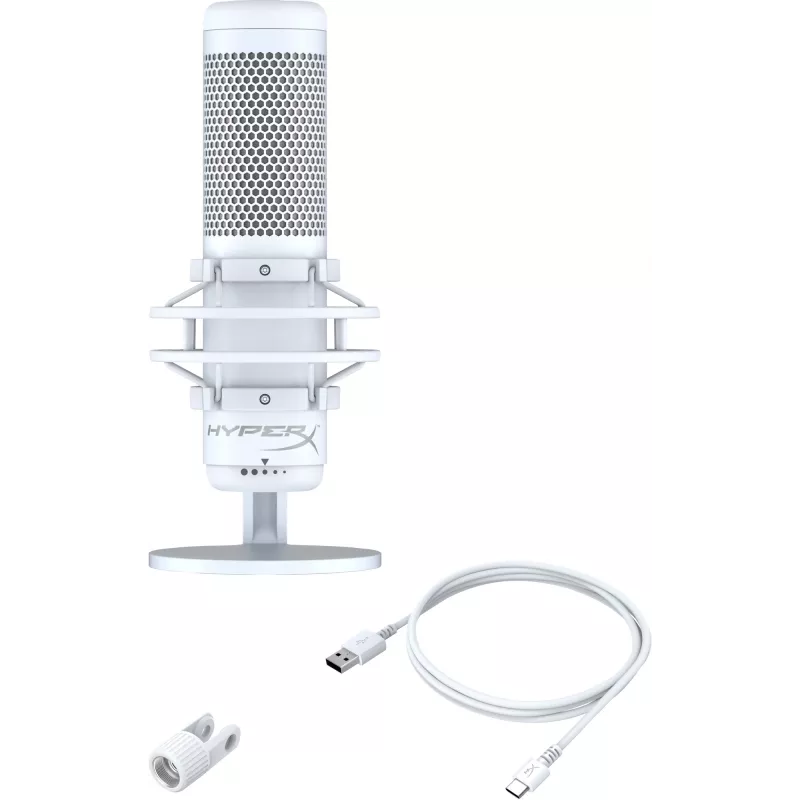 HyperX QuadCast S – USB-mikrofon (valge-hall) – RGB-valgustus