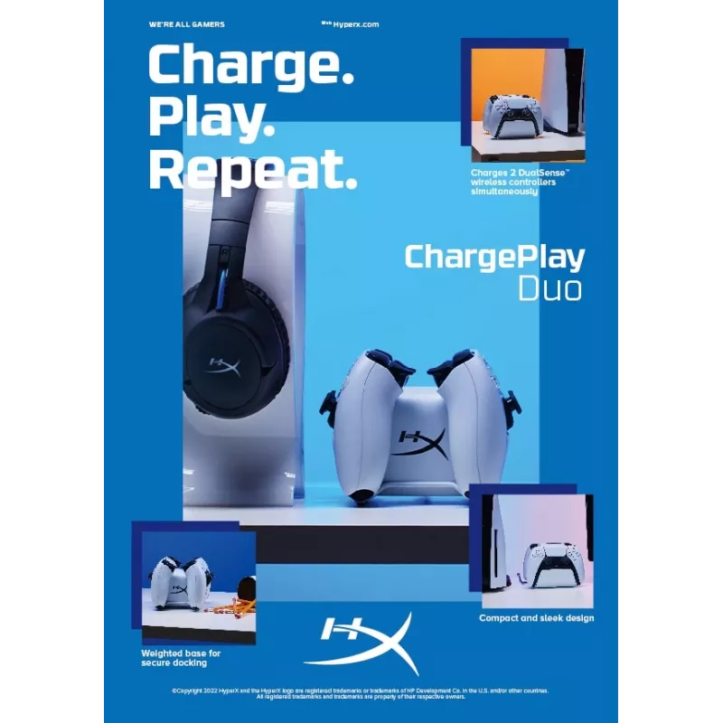 HyperX ChargePlay Duo - kontrolleri laadimisalus PS5 jaoks