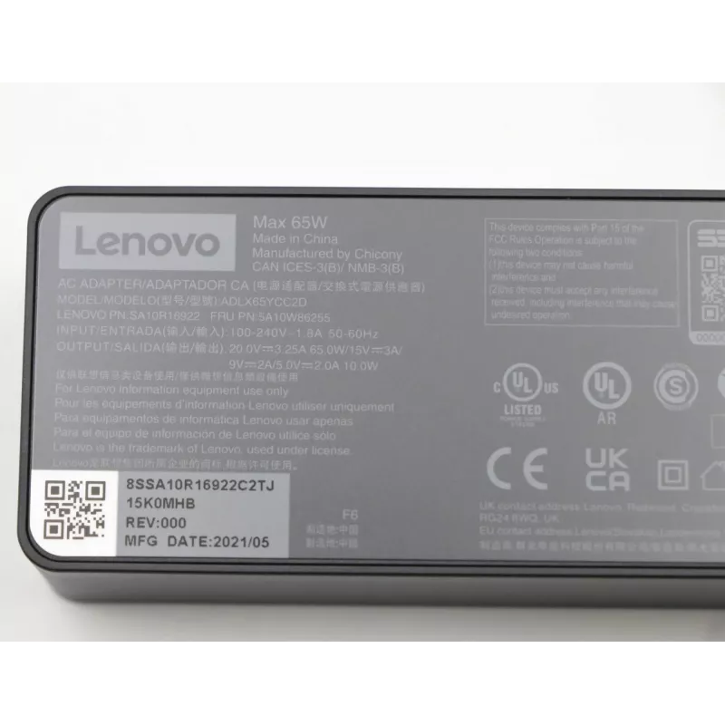 Lenovo 5A10W86255 toiteadapter/inverter siseruumides 65 W must