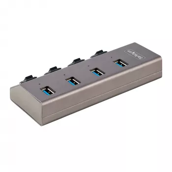 StarTech.com 4-pordiline isetoitega USB-C jaotur individuaalsete sisse-/väljalülititega, USB 3.0 5Gbps laiendusjaotur toiteplokiga, laua-/sülearvuti USB-C–USB-A jaotur, USB-tüüp C jaotur BC 1.2-ga
