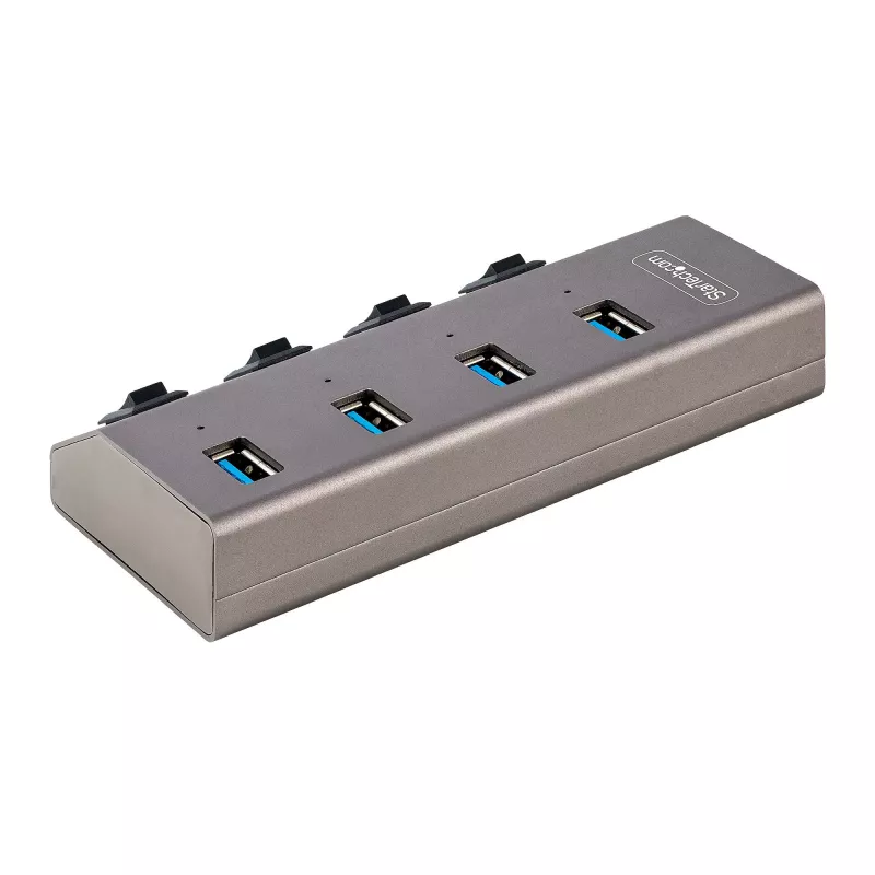 StarTech.com 4-pordiline isetoitega USB-C jaotur individuaalsete sisse-/väljalülititega, USB 3.0 5Gbps laiendusjaotur toiteplokiga, laua-/sülearvuti USB-C–USB-A jaotur, USB-tüüp C jaotur BC 1.2-ga