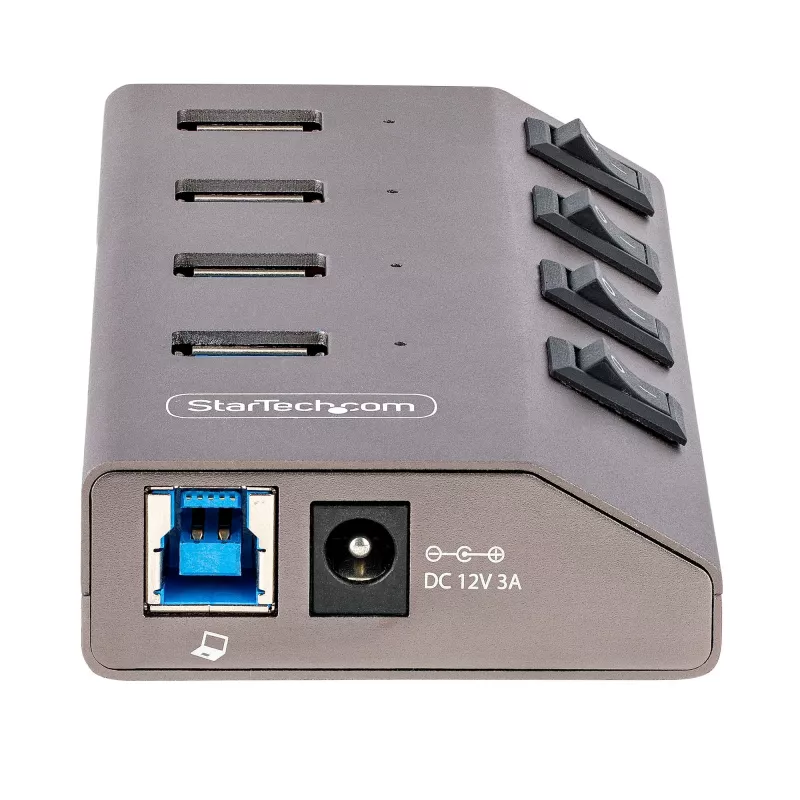 StarTech.com 4-pordiline isetoitega USB-C jaotur individuaalsete sisse-/väljalülititega, USB 3.0 5Gbps laiendusjaotur toiteplokiga, laua-/sülearvuti USB-C–USB-A jaotur, USB-tüüp C jaotur BC 1.2-ga