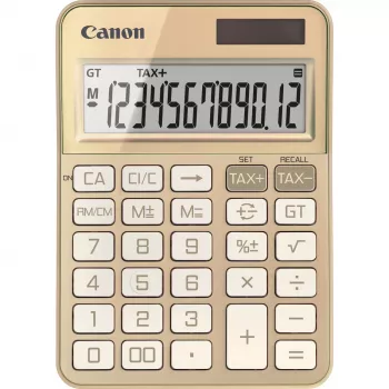 Lauakalkulaator Canon KS-125KB 12-kohalise ekraani, maksufunktsioonide, aku/päikeseenergiaga, kuldne