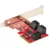 StarTech.com SATA PCIe kaart - 6 pordiga PCIe SATA laienduskaart - 6 Gbit/s - madal/täisprofiil - virnastatud SATA pistikud - ASM1166 mitte-RAID - PCI Express SATA muundur