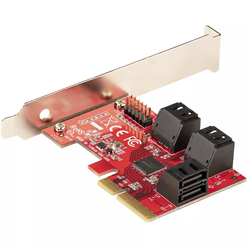 StarTech.com SATA PCIe kaart - 6 pordiga PCIe SATA laienduskaart - 6 Gbit/s - madal/täisprofiil - virnastatud SATA pistikud - ASM1166 mitte-RAID - PCI Express SATA muundur