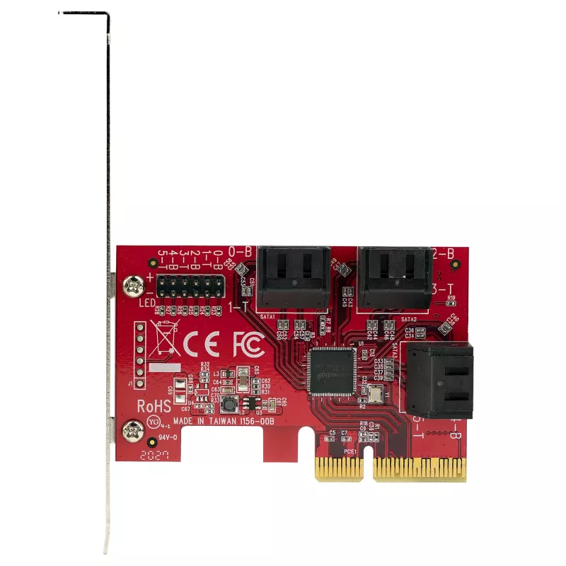 StarTech.com SATA PCIe kaart - 6 pordiga PCIe SATA laienduskaart - 6 Gbit/s - madal/täisprofiil - virnastatud SATA pistikud - ASM1166 mitte-RAID - PCI Express SATA muundur