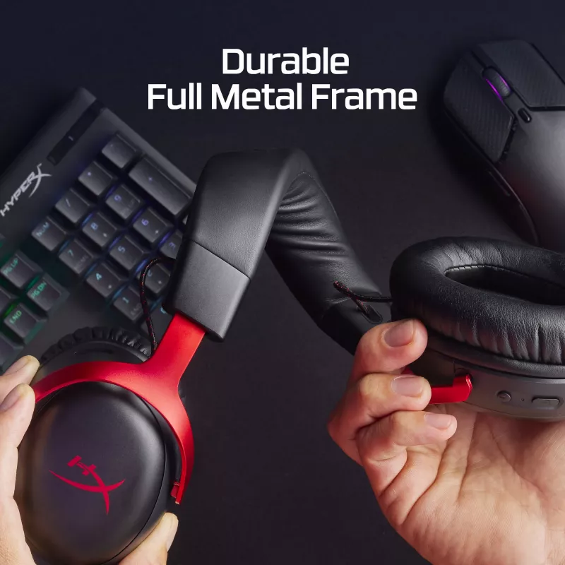 HyperX Cloud III Wireless – mängukõrvaklapid, must; punane, Hiina, kõrvapealne, suletud, aktiivne, 155 mm