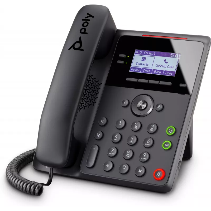 IP-telefon Poly Edge B20 — 2-liiniline PoE, LCD 2,8 tolli (7,11 cm), Gigabit Ethernet, juhtmega telefonitoru, must