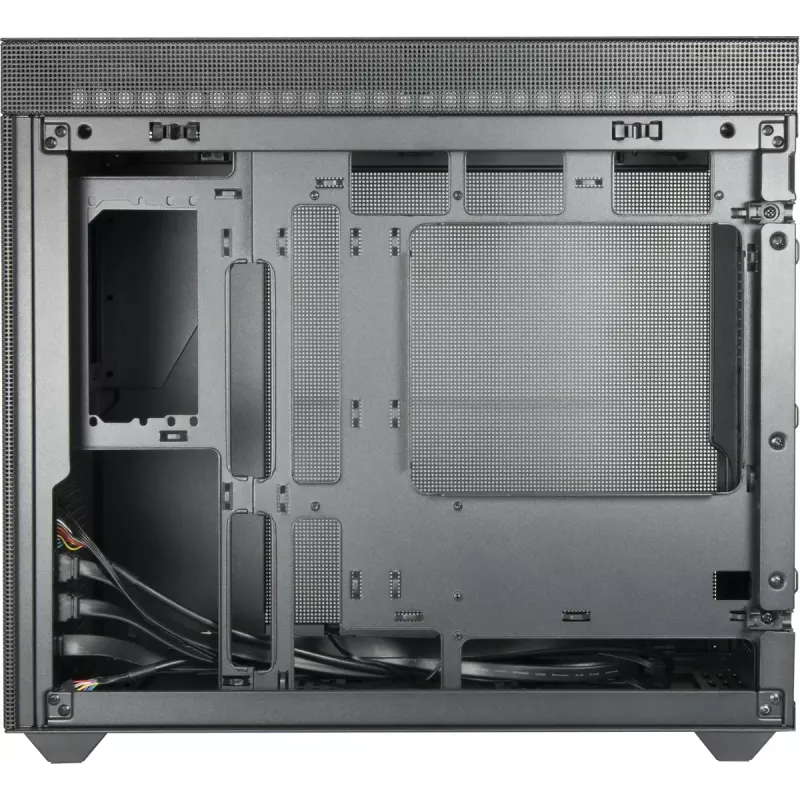 PC Mini Tower korpus INTER-TECH IM-2 Expander, Mini-ITX/Micro ATX, toetab ATX/SFX toiteplokke, 2,5-tollised ja 3,5-tollised kettad, ees/peal 120/140 mm ventilaatorid, must