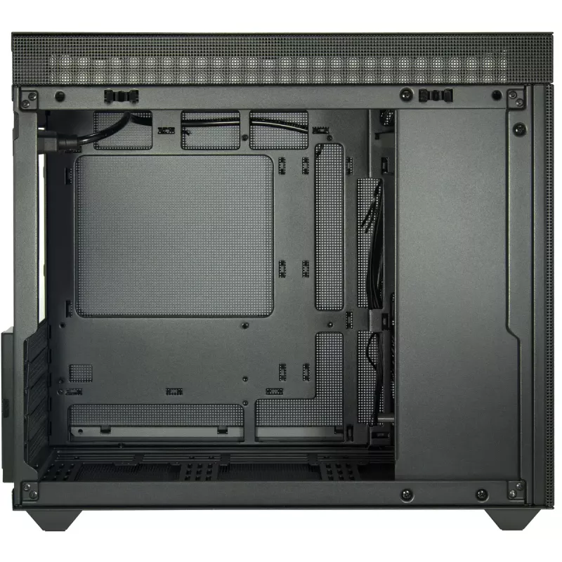 PC Mini Tower korpus INTER-TECH IM-2 Expander, Mini-ITX/Micro ATX, toetab ATX/SFX toiteplokke, 2,5-tollised ja 3,5-tollised kettad, ees/peal 120/140 mm ventilaatorid, must