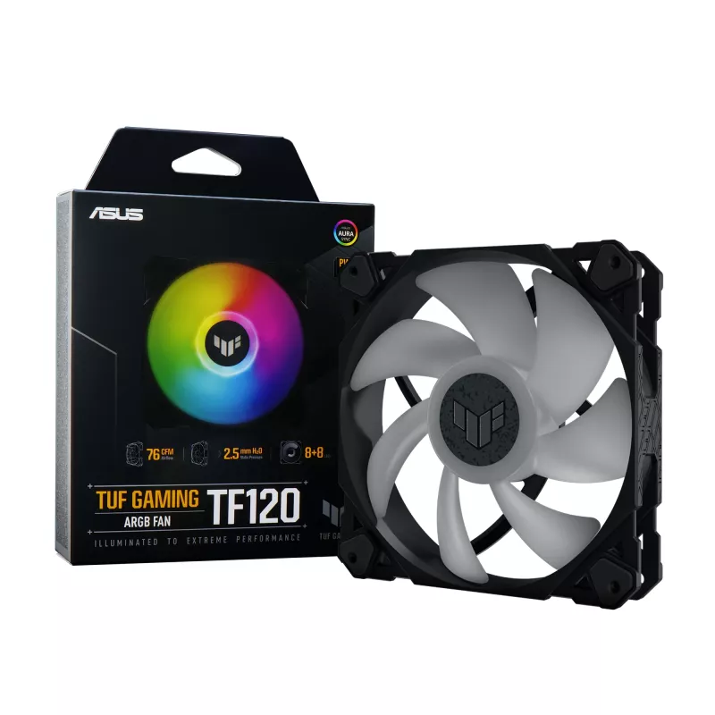 ASUS TUF Gaming TF120 ARGB ventilaator Arvutikorpus Õhkjahuti 12 cm Must