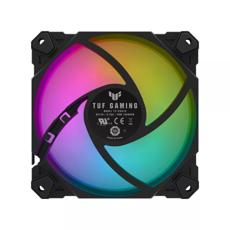 ASUS TUF Gaming TF120 ARGB ventilaator - kolmekordne ventilaatorikomplekt ARGB-kontrolleriga Arvutikorpus Õhkjahuti 12 cm Must