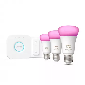 Nutikas valgustuskomplekt Philips Hue White and Colour Ambience Starter – 3× E27 11W pirnid, Bluetooth/Zigbee, dimmer