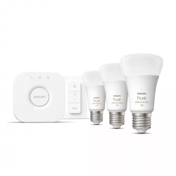 Nutikas valgustuskomplekt Philips Hue White and Colour Ambience Starter – 3× E27 11W pirnid, Bluetooth/Zigbee, dimmer