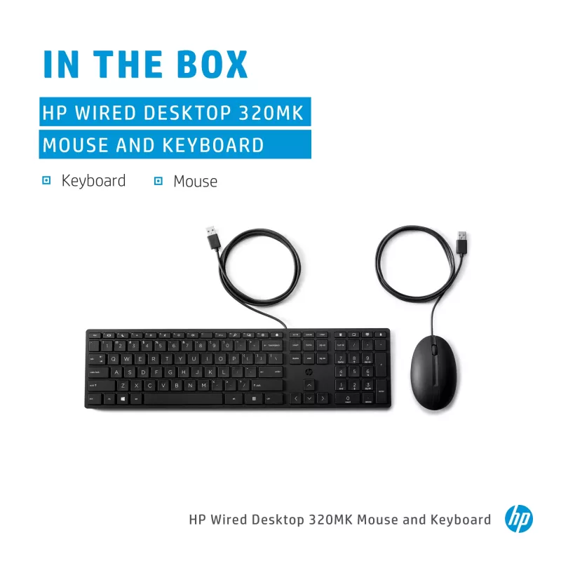 Juhtmega klaviatuur ja hiir HP Wired Desktop 320MK