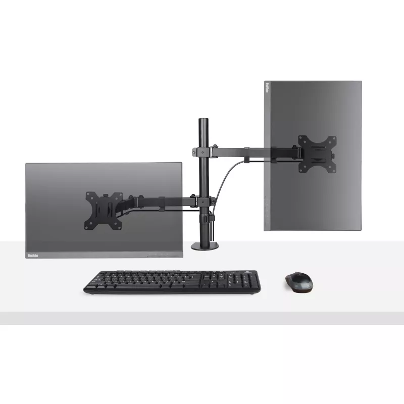 StarTech.com monitorihoidik koos VESA sülearvutialusega, sülearvutile (4,5 kg/9,9 naela) ja ühele ekraanile kuni 32 tolli (8 kg/17,6 naela), must, ventileeritav alus, reguleeritav sülearvuti kinnitusõlg, C-klamber/läbiviigukinnitus