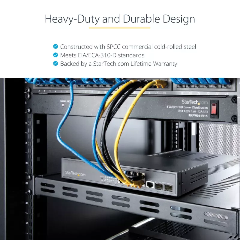 StarTech.com 1U 4-Post Adjustable Vented Server Rack Mount Shelf - 330lbs(150 kg) - 19.5 to 38in Adjustable Mounting Depth Universal Tray for 19 inch AV/ võrk Equipment Rack - 27.5in Deep