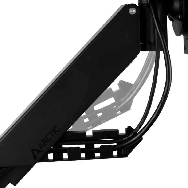Lauakinnitusega gaasvedru monitori käepide Arctic X1-3D — toetab kuni 43-tollist / 10 kg, VESA 75x75–100x100, must