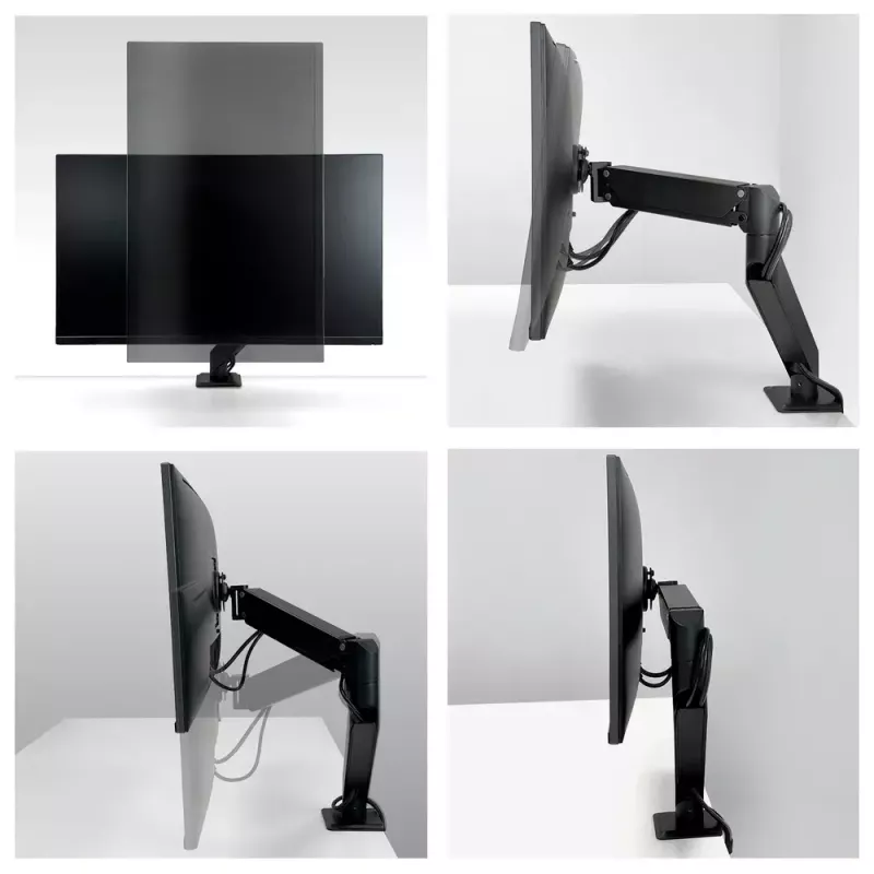 Lauakinnitusega gaasvedru monitori käepide Arctic X1-3D — toetab kuni 43-tollist / 10 kg, VESA 75x75–100x100, must