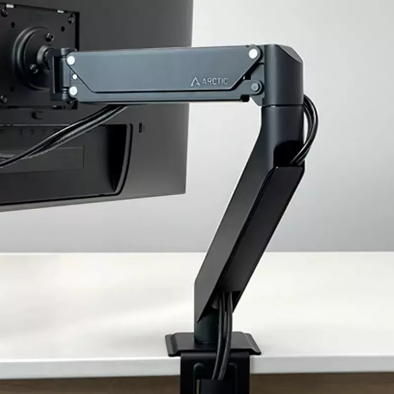 Lauakinnitusega gaasvedru monitori käepide Arctic X1-3D — toetab kuni 43-tollist / 10 kg, VESA 75x75–100x100, must