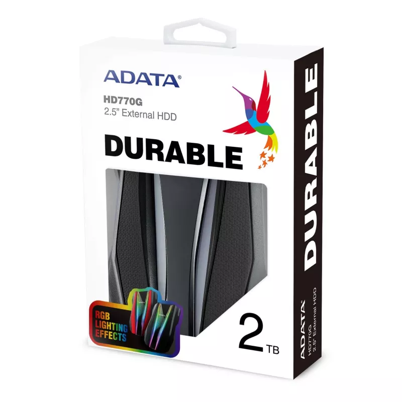 Väline kõvaketas ADATA HD770G 2TB 2,5-tolline USB 3.2 Gen 1 Must, põrutuskindel, siinitoide