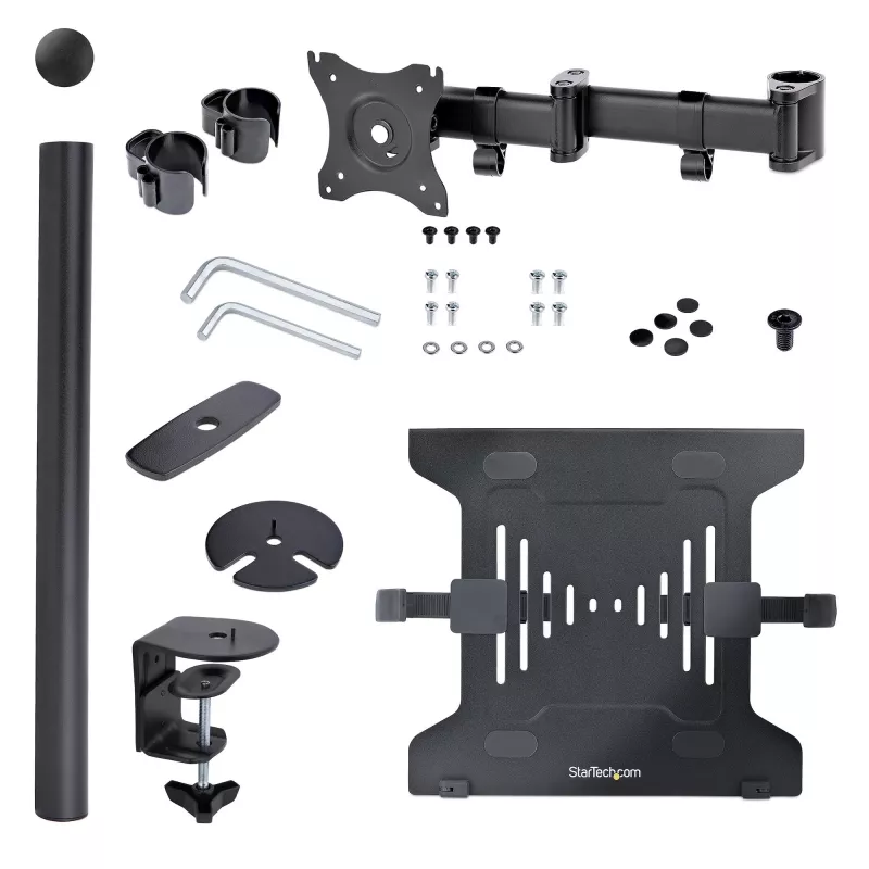 StarTech.com sülearvuti lauaklamber - monitori ja sülearvuti kinnitus - sobib kuni 34-tollistele ekraanidele (8 kg / 17,6 naela) ja sülearvutitele (4,5 kg / 9,9 naela) - liigendatav VESA sülearvutialuse käsi - klamber-/tihendiava kinnitus