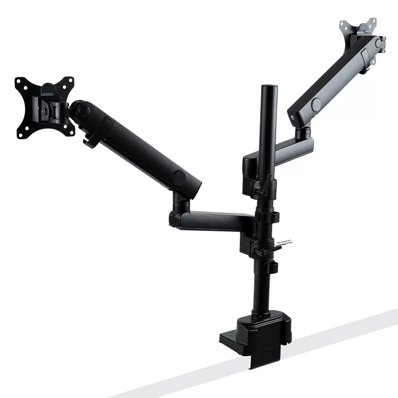 StarTech.com Lauakinnitusega Kahe Monitori Käsi, Täisliigutusega Monitorikinnitus 2x VESA Kuvarile kuni 32 tolli (17.6lb/8kg), Kõrguse Reguleerimine, Klambri/Läbiviigukinnitus, Mehaaniline Vedru