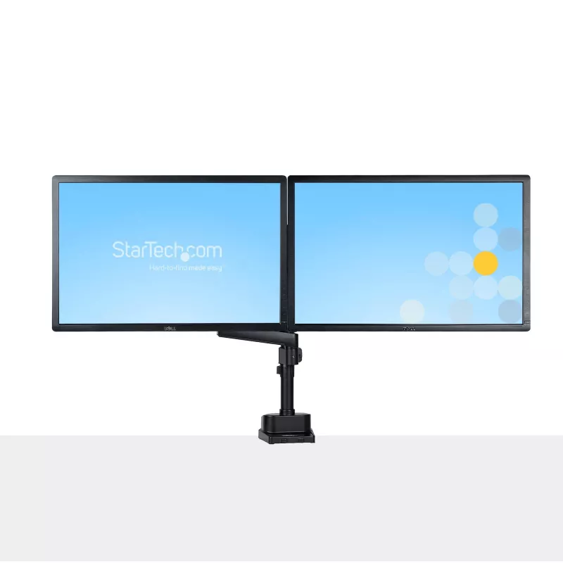 StarTech.com Lauakinnitusega Kahe Monitori Käsi, Täisliigutusega Monitorikinnitus 2x VESA Kuvarile kuni 32 tolli (17.6lb/8kg), Kõrguse Reguleerimine, Klambri/Läbiviigukinnitus, Mehaaniline Vedru