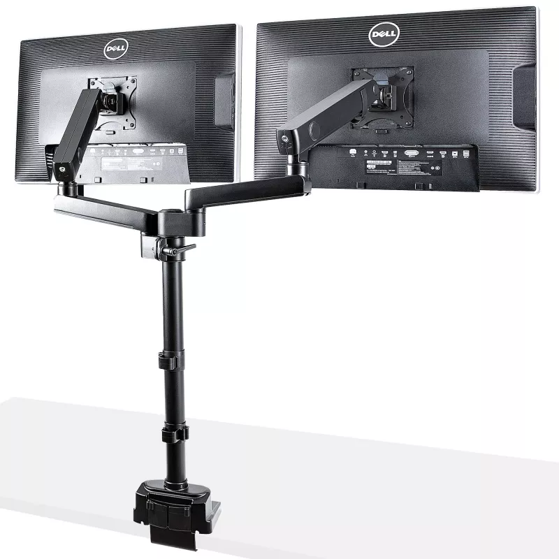 StarTech.com Lauakinnitusega Kahe Monitori Käsi, Täisliigutusega Monitorikinnitus 2x VESA Kuvarile kuni 32 tolli (17.6lb/8kg), Kõrguse Reguleerimine, Klambri/Läbiviigukinnitus, Mehaaniline Vedru