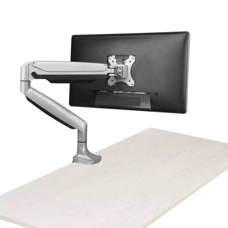 StarTech.com lauakinnitusega monitorihoob – vastupidav ergonoomiline VESA monitorihoob – ühe 9 kg ekraani jaoks – täisliigutus, reguleeritav kõrgus, liigendatav – alumiinium – C-klamber/läbiviik – hõbedane