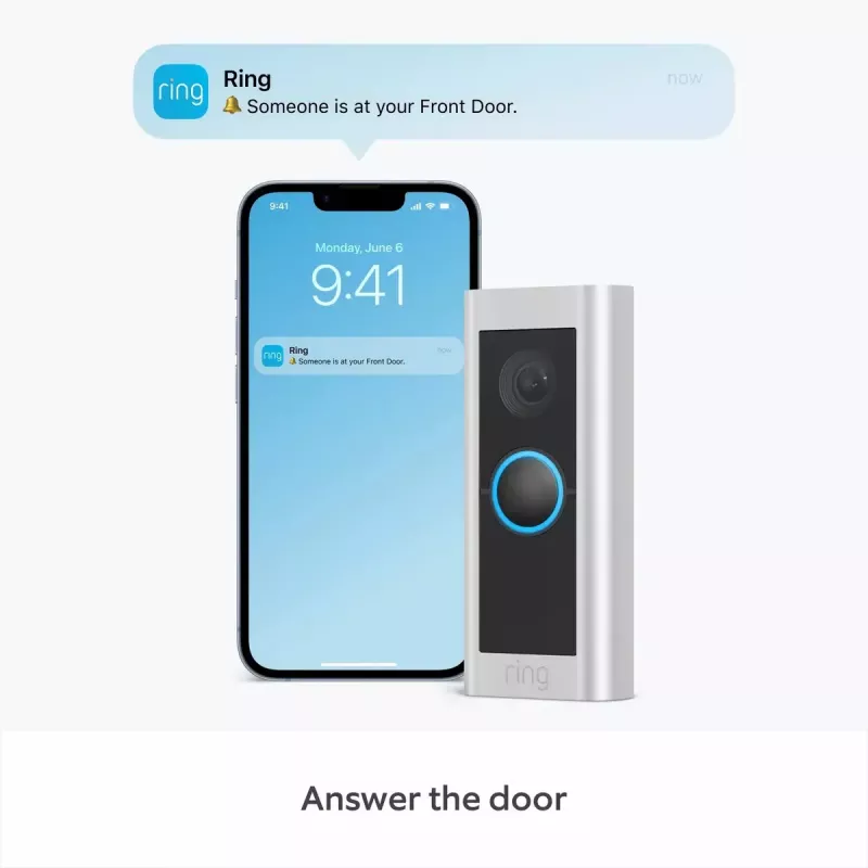 Video intercom system RING B0B2BNM4PV — juhtmeta, 1920×1080 max video, niklivärvusega viimistlus, Wi‑Fi (802.11b/g/n/ax)