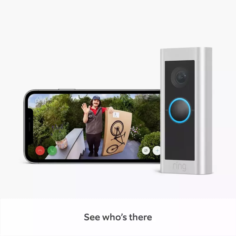 Video intercom system RING B0B2BNM4PV — juhtmeta, 1920×1080 max video, niklivärvusega viimistlus, Wi‑Fi (802.11b/g/n/ax)