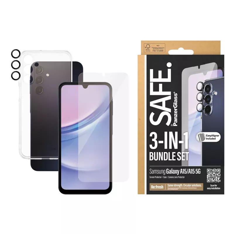 PanzerGlass SAFE. by ® 3-in-1 kaitsekomplekt Samsung Galaxy A15 | A15 5G