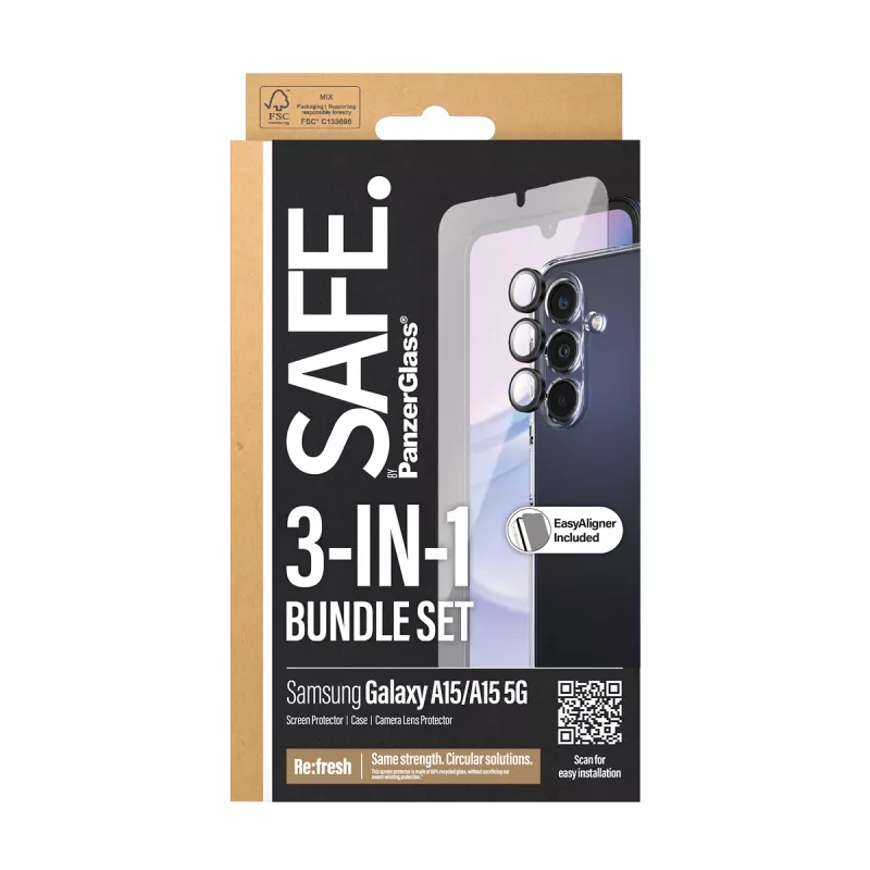 PanzerGlass SAFE. by ® 3-in-1 kaitsekomplekt Samsung Galaxy A15 | A15 5G