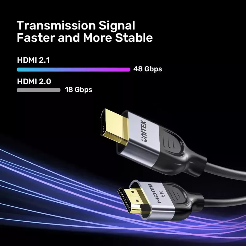 HDMI-kaabel UNITEK C11086GY01-2M 2m 48 Gbit/s ARC Must Hall