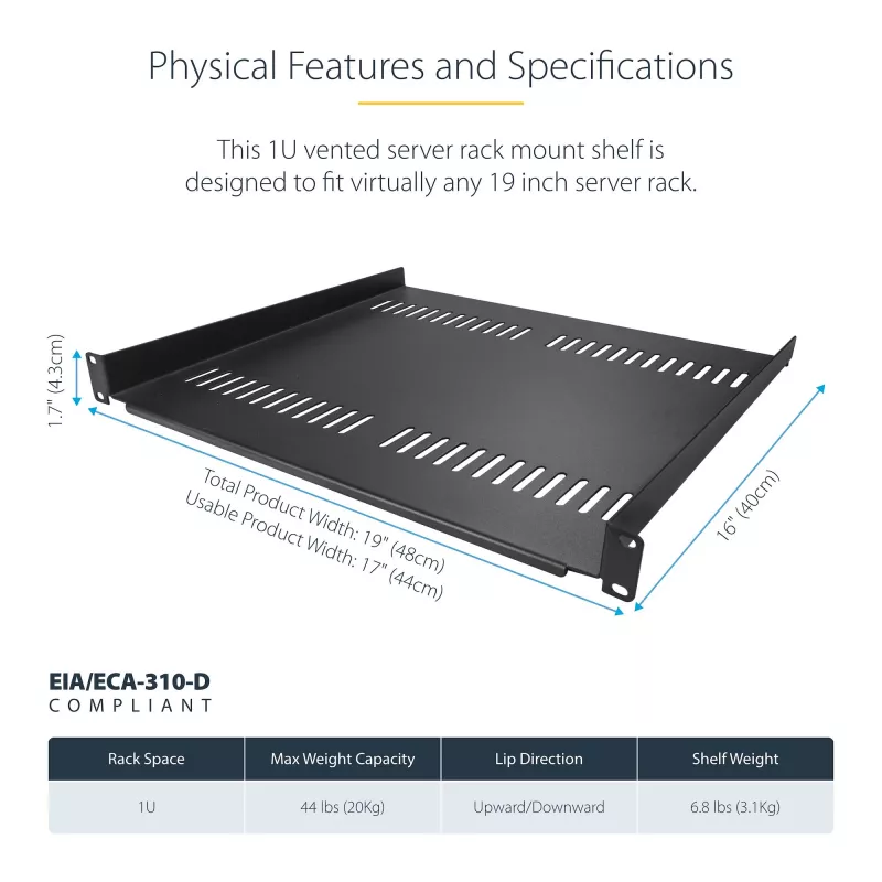 StarTech.com CABSHELF116V2PK rack accessory Riiuli riiul