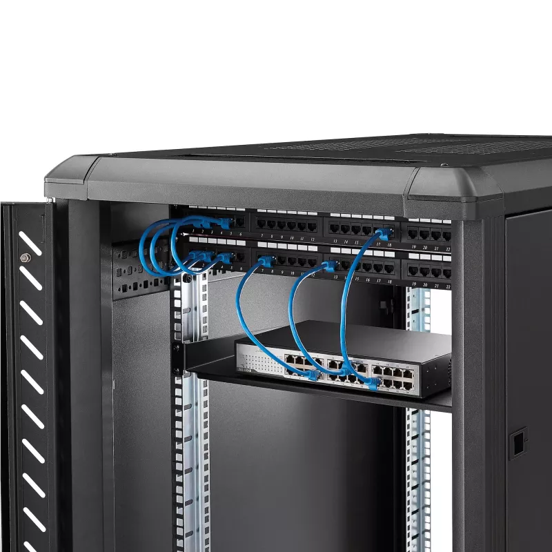 StarTech.com 1U fikseeritud serveririiuli kinnitusalus – 10 tolli sügav terasest universaalne konsoolalus 19-tollise AV/võrguseadmete riiuli jaoks – raskeveo teras – kandevõime 44 naela/20 kg, must