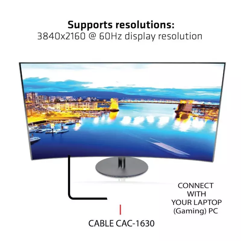 CLUB3D USB Type C + HDMI™ + MiniDisplayPort™ 1.2 to HDMI™ 4K60Hz HDR M/M aktiivne adapter 32AWG