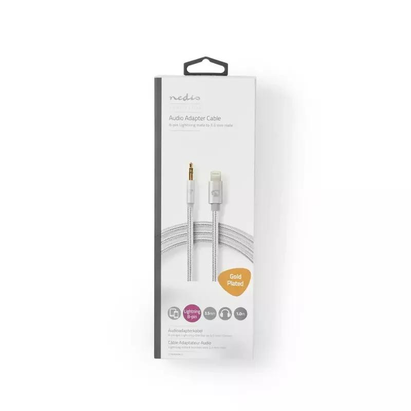 Nedis CCTB39940AL10 Lightning-kaabel 1 m alumiiniumist 3,5 mm pistikuga
