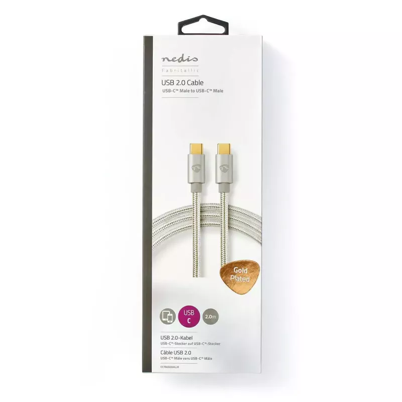USB-kaabel Nedis CCTB60800AL20 USB 2.0 2 m USB C hõbedane
