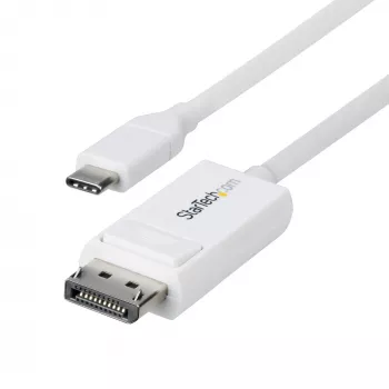 StarTech.com 6ft (2m) USB-C to DisplayPort 1.2 kaabel, Bidirectional, 4K 60Hz, Valge Video Adapter Cord for Apple MacBook Pro / Air M1 M2 M3 M4, Mac Mini / Studio, Thunderbolt Ühilduv