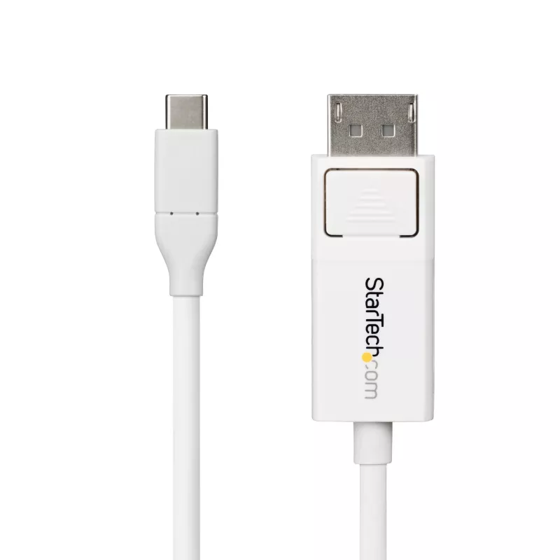StarTech.com 6ft (2m) USB-C to DisplayPort 1.2 kaabel, Bidirectional, 4K 60Hz, Valge Video Adapter Cord for Apple MacBook Pro / Air M1 M2 M3 M4, Mac Mini / Studio, Thunderbolt Ühilduv